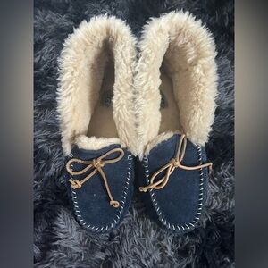 UGG Alena Navy Slippers with Cream Fur Lining